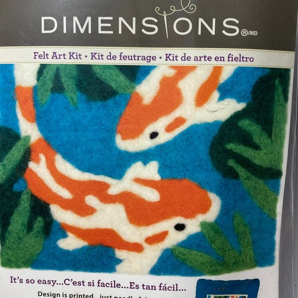 Dimensions Needle Felting Craft Felt Kit Koi Fish 10" x 8" Printed Design Piece - Picture 2 of 13